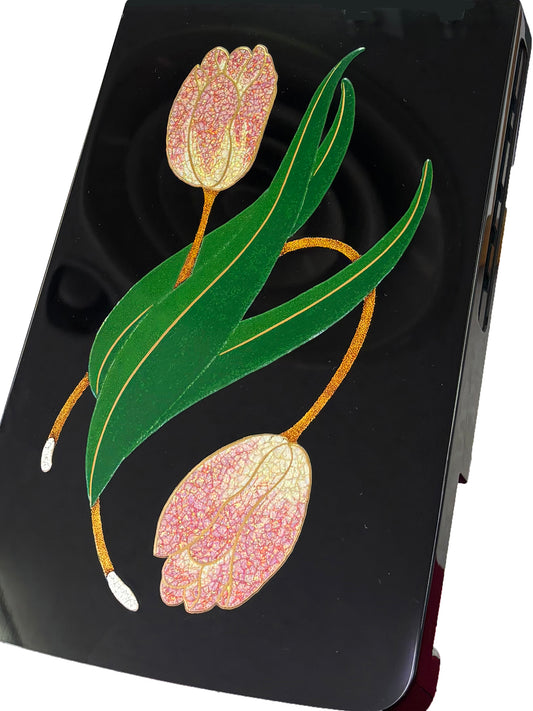 彩輝光蒔絵「チューリップ」(グランドピアノランプ台2枚)制作費