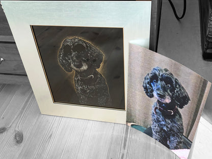 Gold Inlay Pet Portrait (A4 size, piano scraps) | Custom Made
