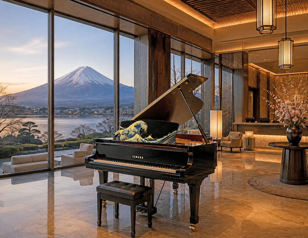 Production cost of the gold inlaid "The Great Wave off Kanagawa" (grand piano music stand).