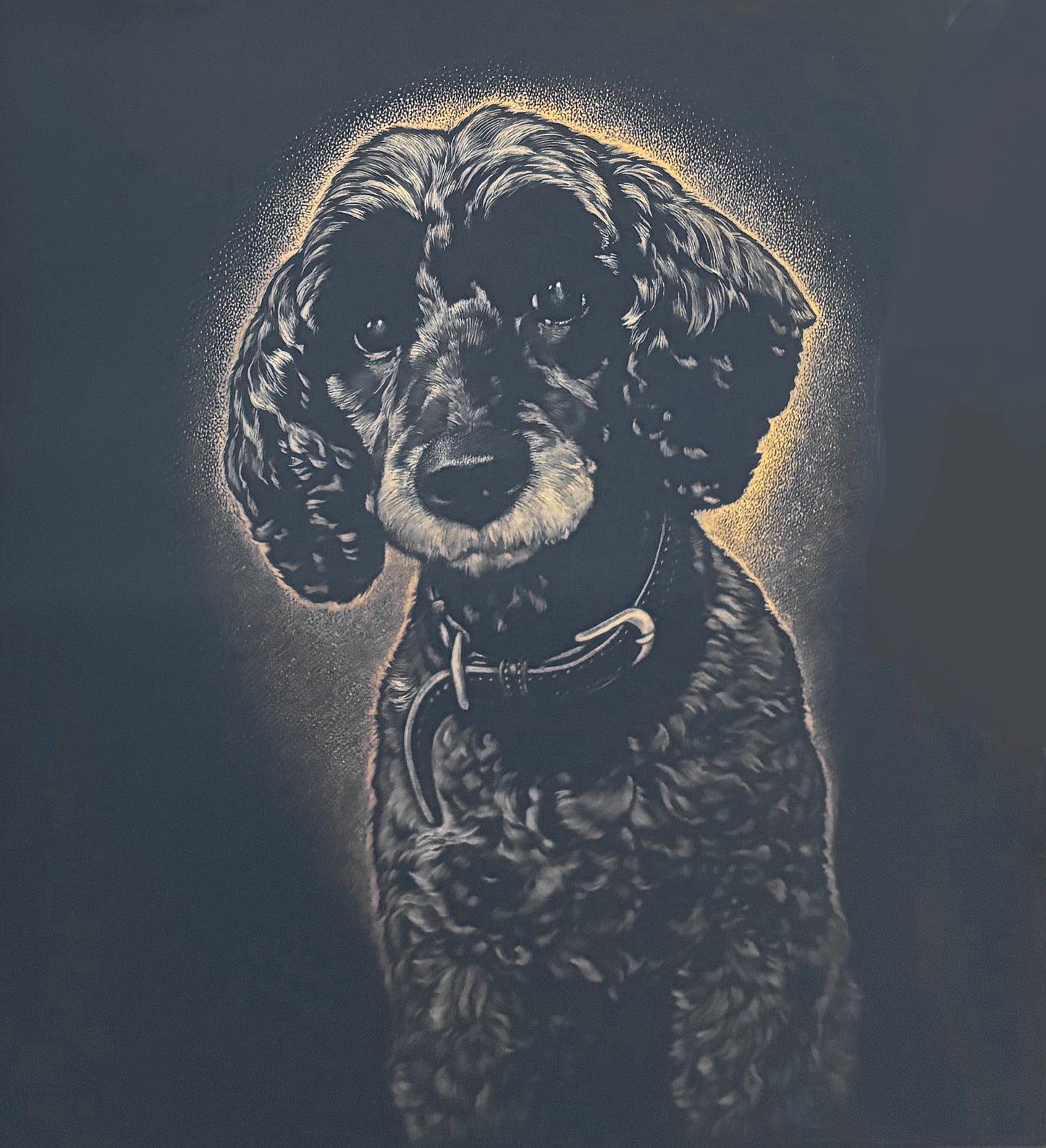 沈金「ペットデザイン」（二枚屏風・ピアノ端材）