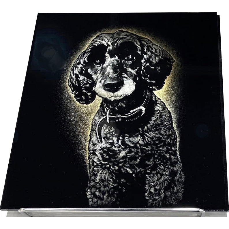 沈金ペットポートレート（色紙サイズ・ピアノ端材）｜オーダーメイド