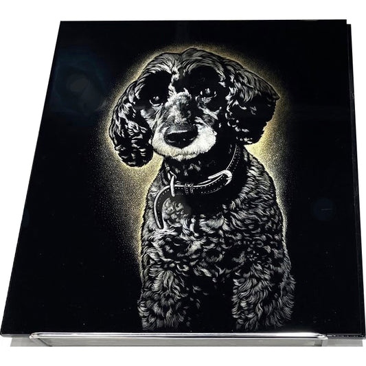 沈金ペットポートレート（色紙サイズ・ピアノ端材）｜オーダーメイド