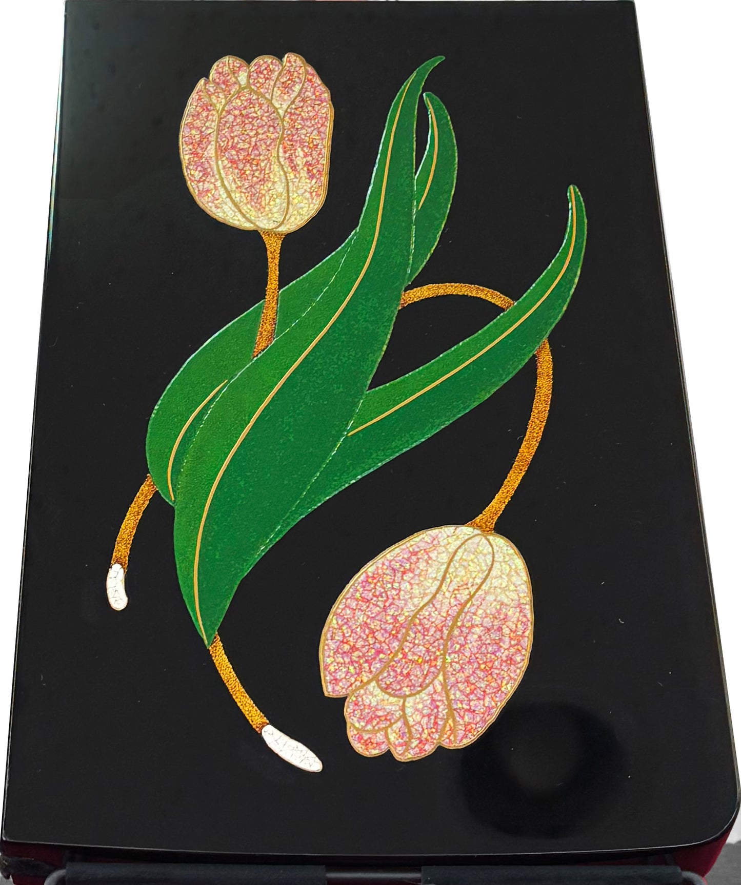 彩輝光蒔絵「チューリップ」（グランドピアノランプ台2枚）制作費